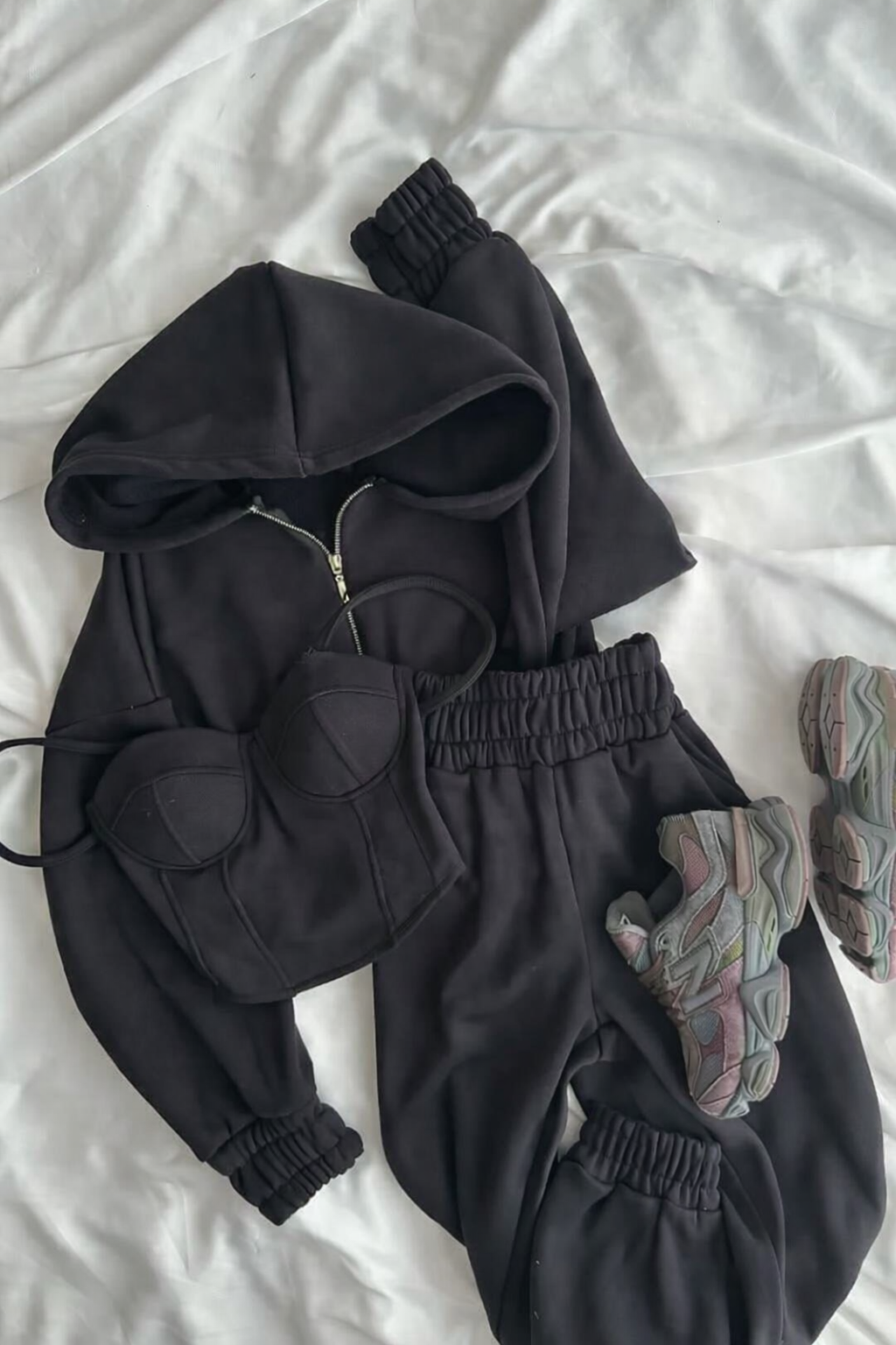 Schwarzes 3-teiliges Set für Damen